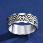 Wide Band Silver Obsidian Evil Eye Ring For Men – Protection & Luck