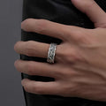 Wide Band Silver Obsidian Evil Eye Ring For Men – Protection & Luck