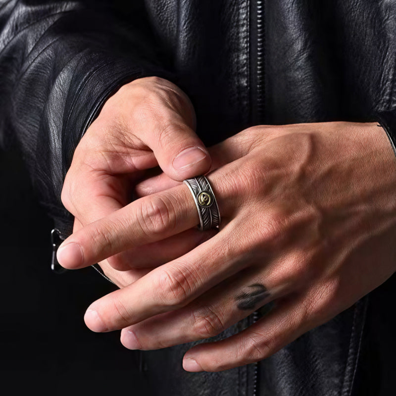 Feather Man Evil Eye Ring – Spiritual Guardian & Fortune Bringer