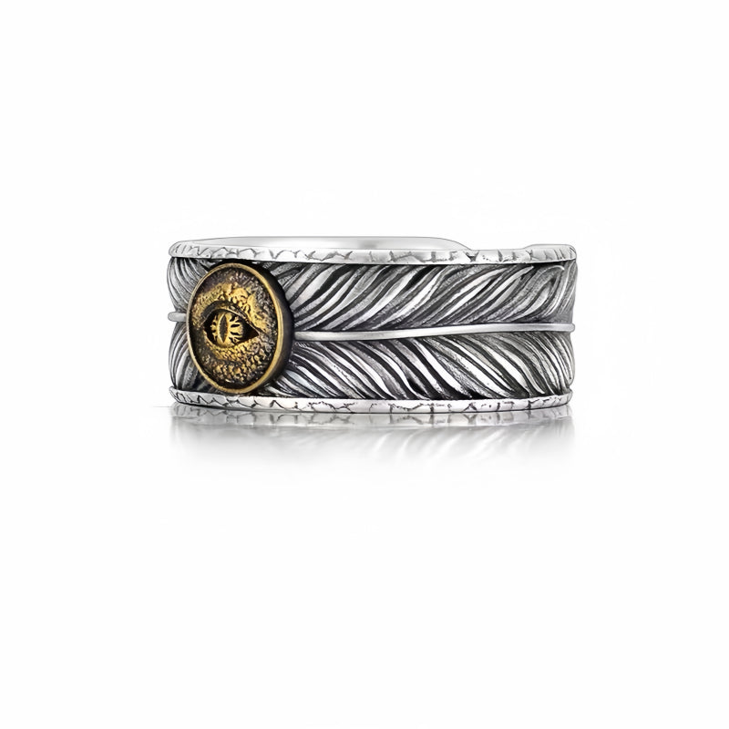 Feather Man Evil Eye Ring – Spiritual Guardian & Fortune Bringer