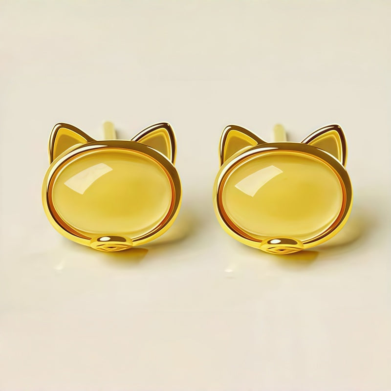 Cat Natural Citrine Earrings - Embrace Abundance