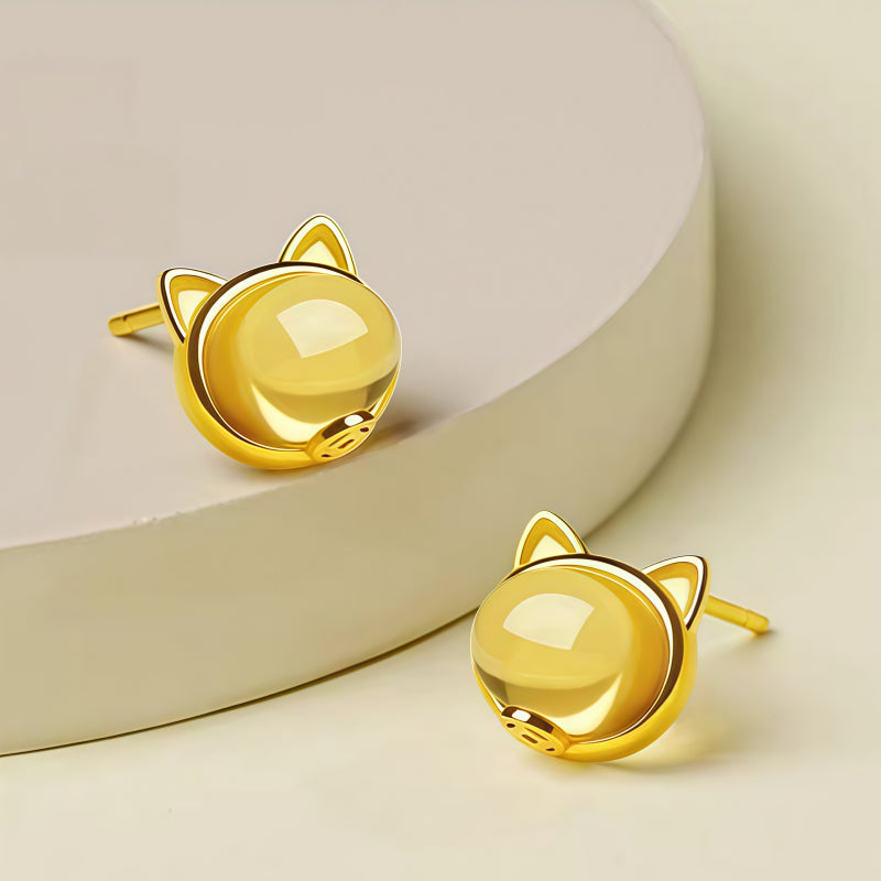 Cat Natural Citrine Earrings - Embrace Abundance
