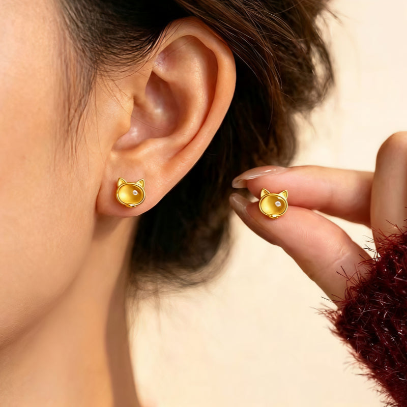 Cat Natural Citrine Earrings - Embrace Abundance