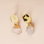 Boucles d'oreilles pendantes en quartz clair naturel