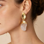 Boucles d'oreilles pendantes en quartz clair naturel