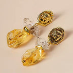 Boucles d'oreilles pendantes en citrine naturelle