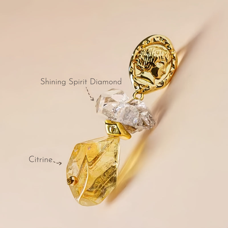 Boucles d'oreilles pendantes en citrine naturelle