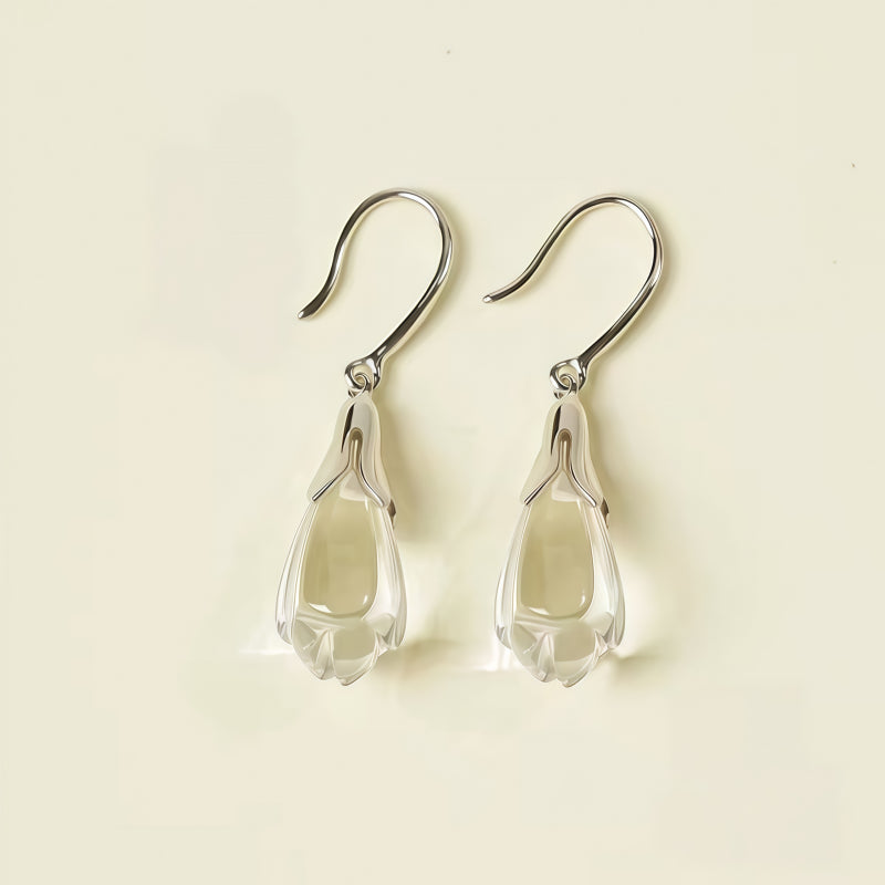 Boucles d'oreilles pendantes Magnolia en cristal naturel