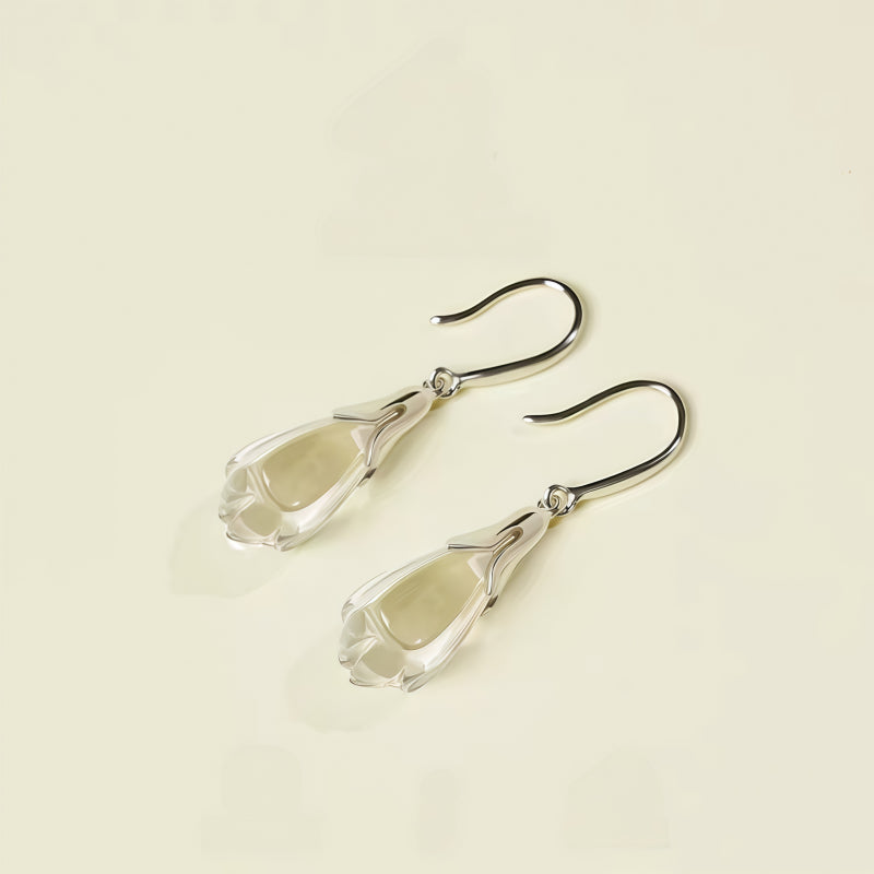 Boucles d'oreilles pendantes Magnolia en cristal naturel