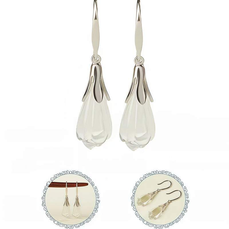 Boucles d'oreilles pendantes Magnolia en cristal naturel