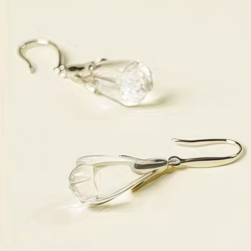 Boucles d'oreilles pendantes Magnolia en cristal naturel