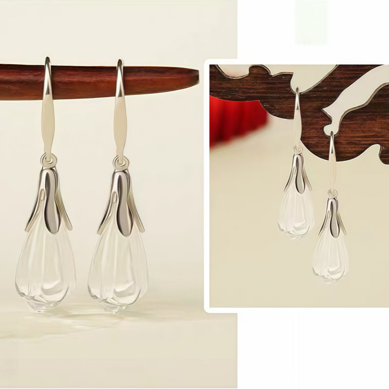 Boucles d'oreilles pendantes Magnolia en cristal naturel