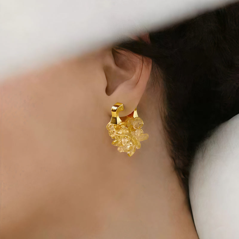 Boucles d'oreilles clous Ambiance Citrine Naturelle