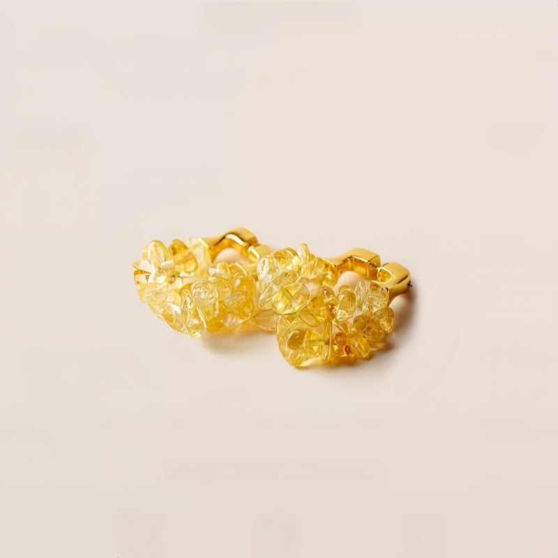 Natural Citrine Stud Earrings - Enhances Personal Energy, Attracts Positive Fortune