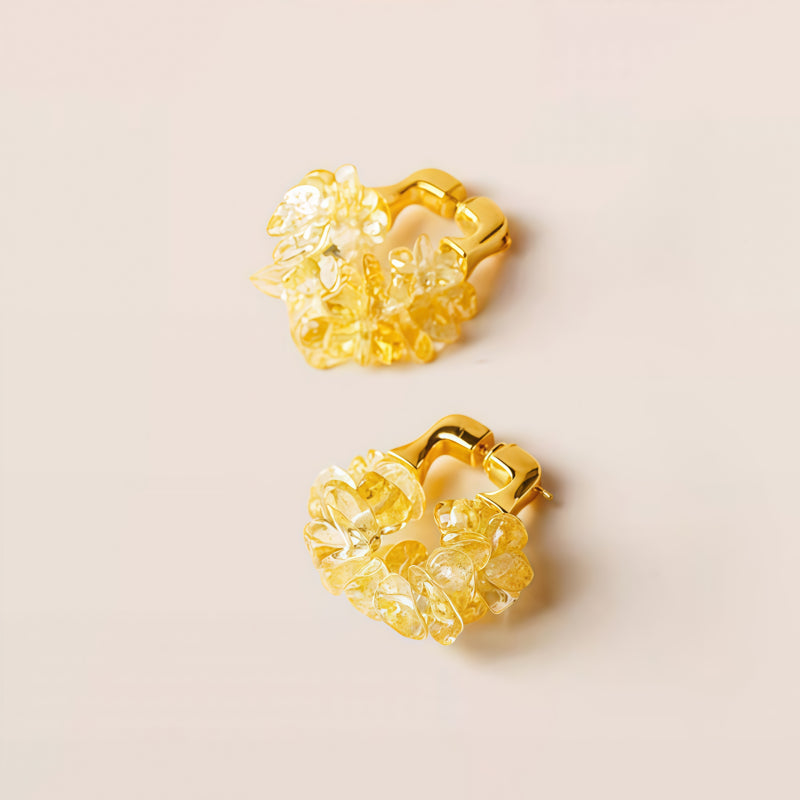 Boucles d'oreilles clous Ambiance Citrine Naturelle