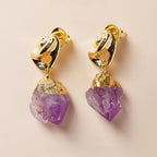 Boucles d'oreilles pendantes murmure en améthyste naturelle