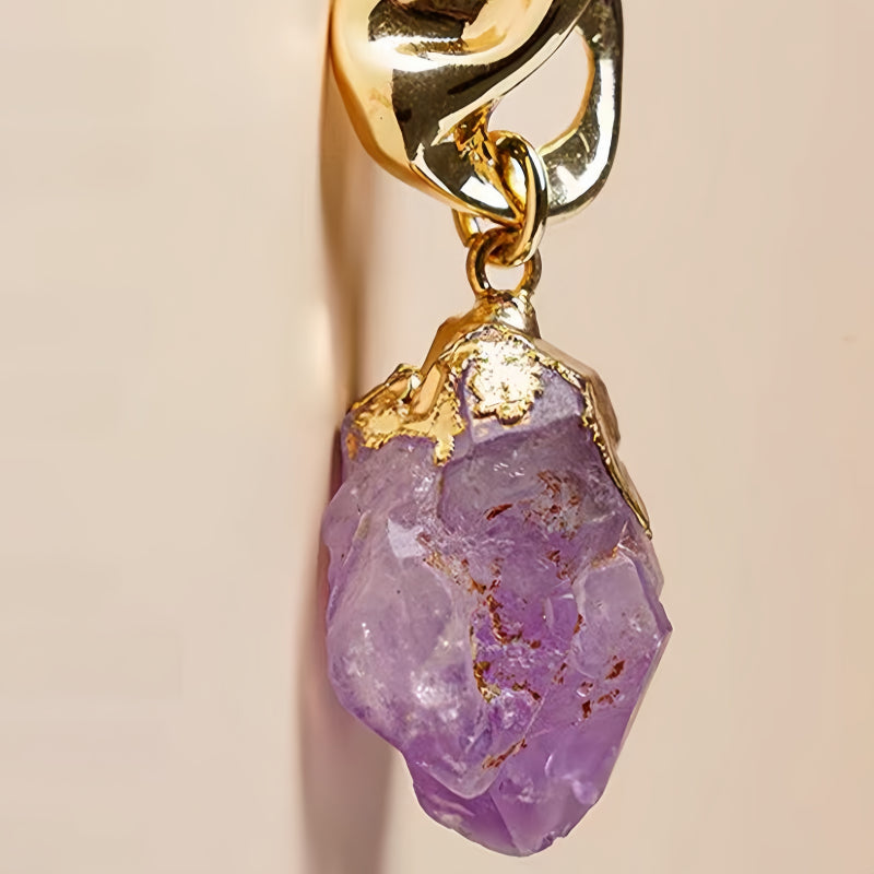 Boucles d'oreilles pendantes murmure en améthyste naturelle