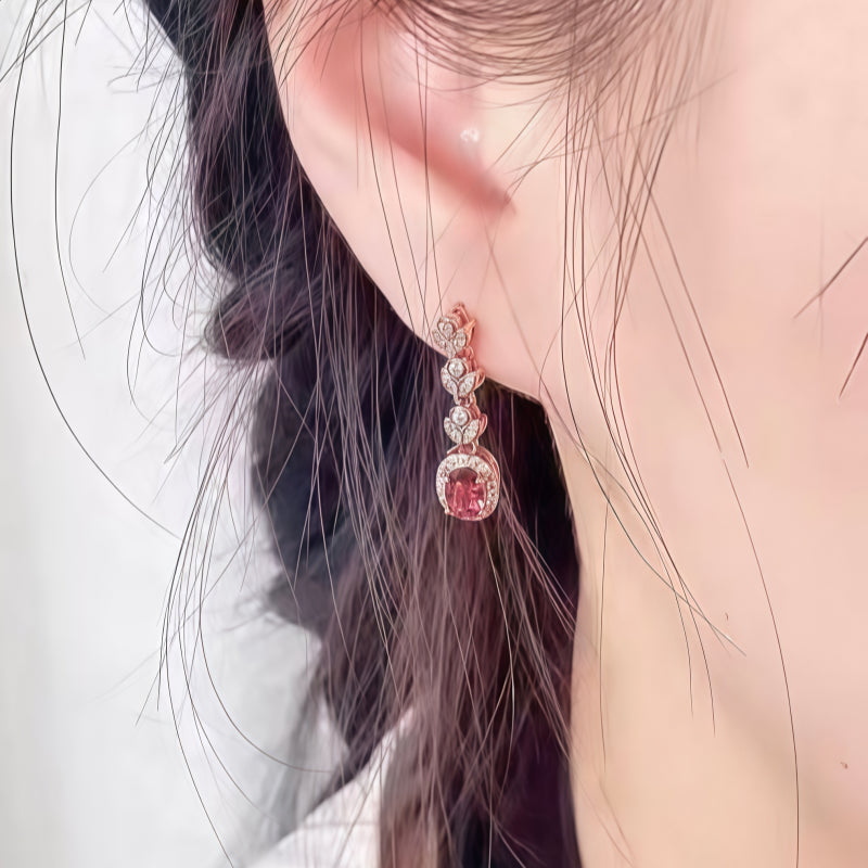 Natural Rose Tourmaline Earrings - Attract Wealth and Love