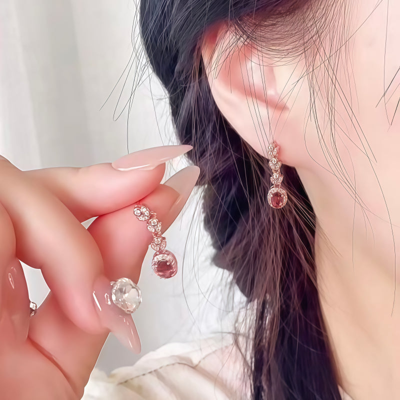 Boucles d'oreilles pendantes en cristal naturel Blossom