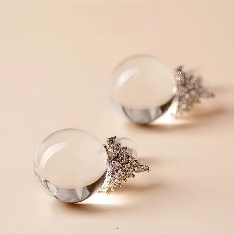 Natural Clear Quartz Gradient Round Bead Earrings - Boundless Creativity, Pure Happiness