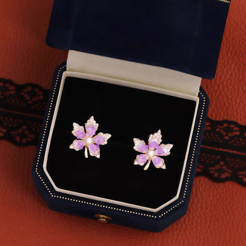 Boucles d'oreilles en cristal naturel « Érable paisible »
