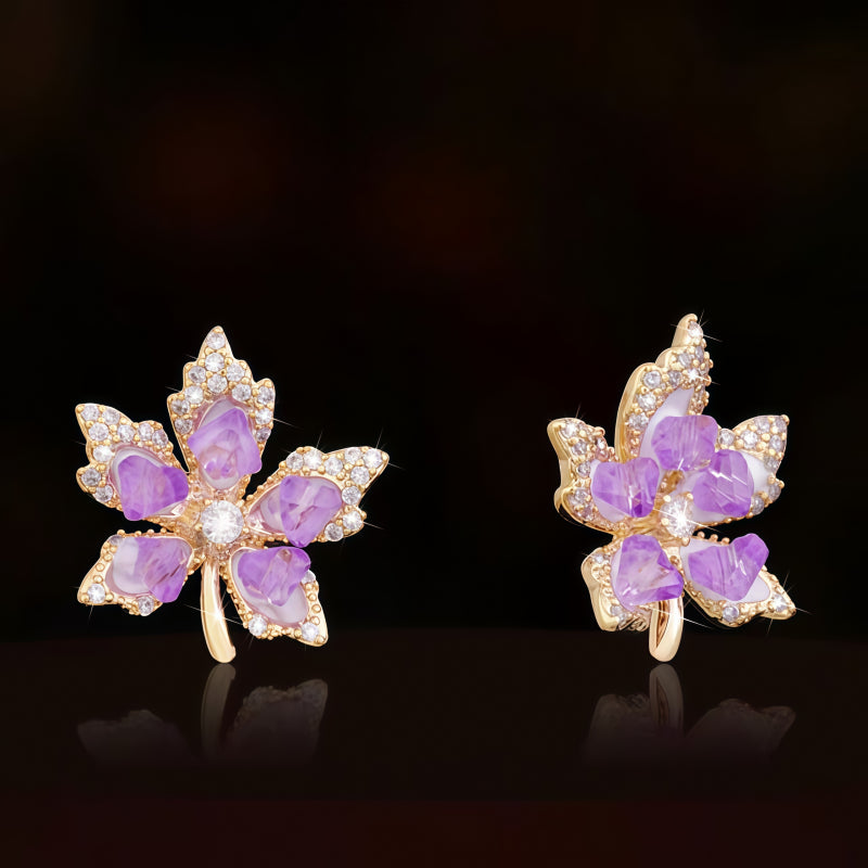 Boucles d'oreilles en cristal naturel « Érable paisible »