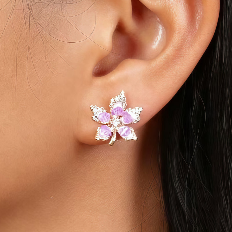 Boucles d'oreilles en cristal naturel « Érable paisible »
