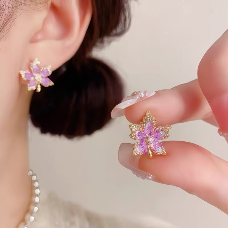 Boucles d'oreilles en cristal naturel « Érable paisible »
