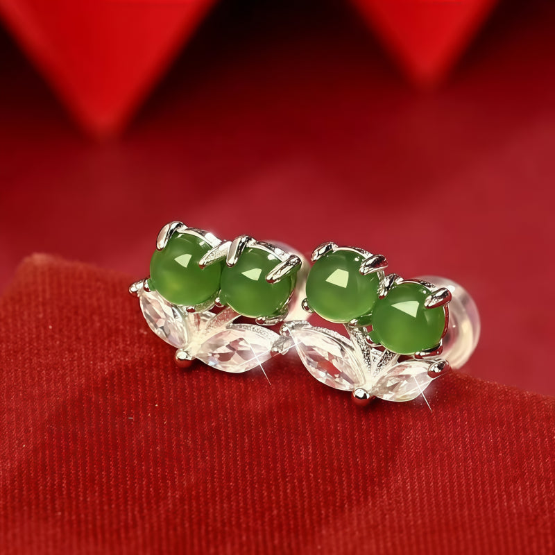 Boucles d'oreilles en jade Hetian naturel Pristine Courage