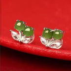 Boucles d'oreilles en jade Hetian naturel Pristine Courage