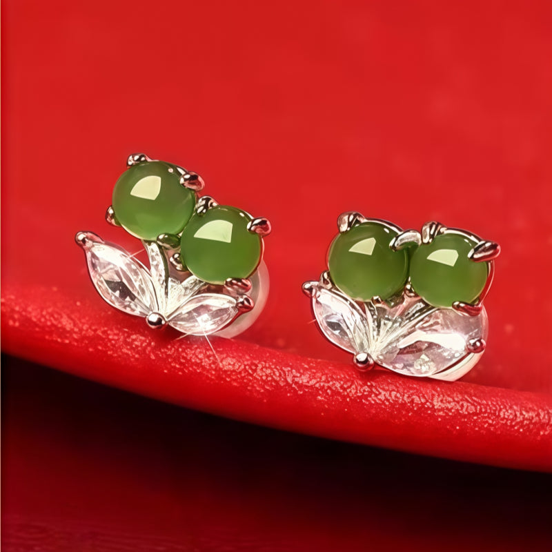 Boucles d'oreilles en jade Hetian naturel Pristine Courage