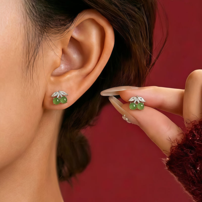 Boucles d'oreilles en jade Hetian naturel Pristine Courage