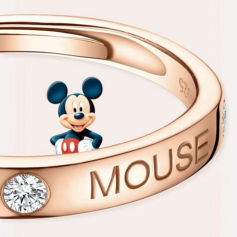Mickey Mouse Diamond Studded Adjustable Couple Ring