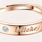 Mickey Mouse Diamond Studded Adjustable Couple Ring
