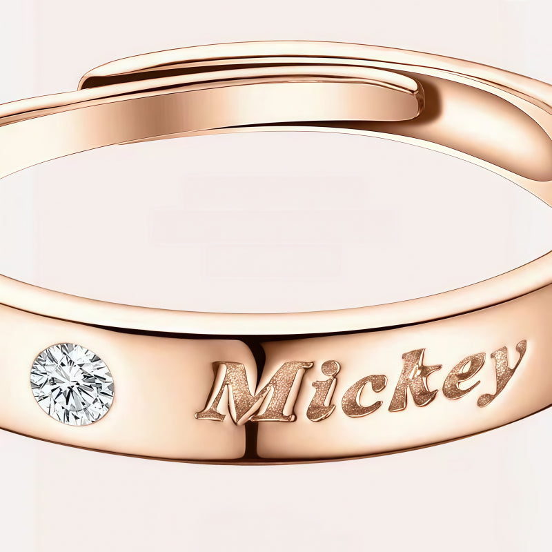 Mickey Mouse Diamond Studded Adjustable Couple Ring