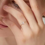 Rose Gold Diamond Cross Open Ring