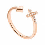 Rose Gold Diamond Cross Open Ring