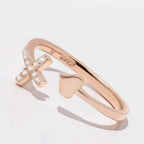 Rose Gold Diamond Cross Open Ring