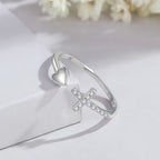 Rose Gold Diamond Cross Open Ring