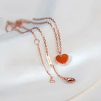 Rose Gold Heart-Shaped Red Agate Double-Sided Necklace