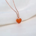 Rose Gold Heart-Shaped Red Agate Double-Sided Necklace