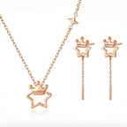 Star & Crown Necklace/Bracelet/Earrings Set - Confidence and Glamour