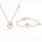 Star & Crown Necklace/Bracelet/Earrings Set - Confidence and Glamour