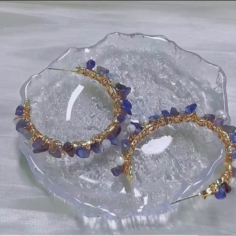 Natural Amethyst & Pearl Necklace/Earrings Jewelry Set - Gentle Emotional Healing