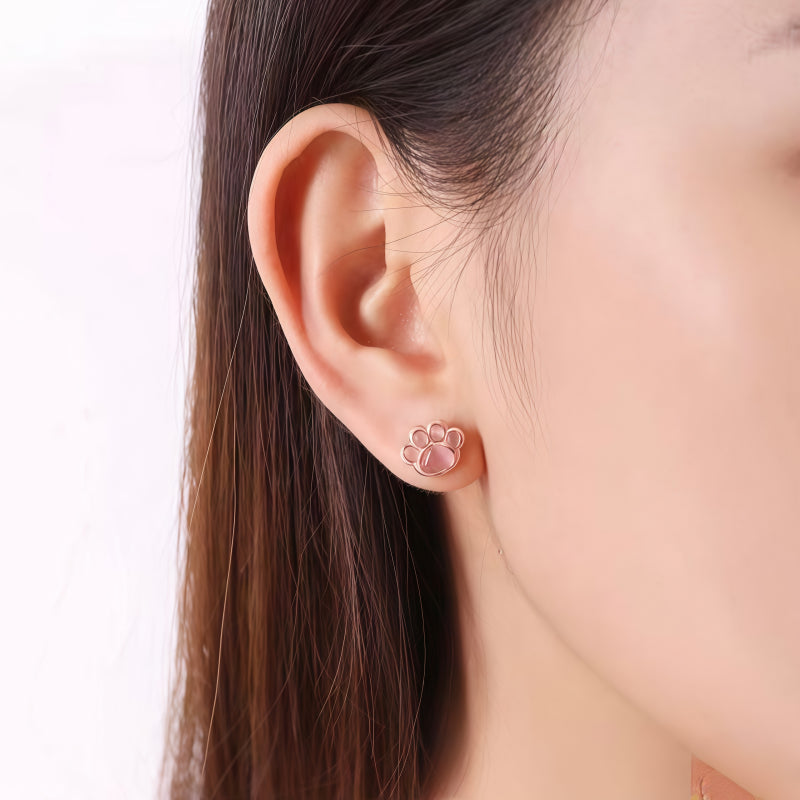 Dainty Rose‑Gold Cat‑Paw 2‑Piece Set - Cat‑Paw Protection