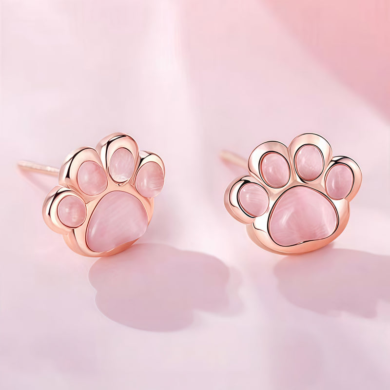 Dainty Rose‑Gold Cat‑Paw 2‑Piece Set - Cat‑Paw Protection