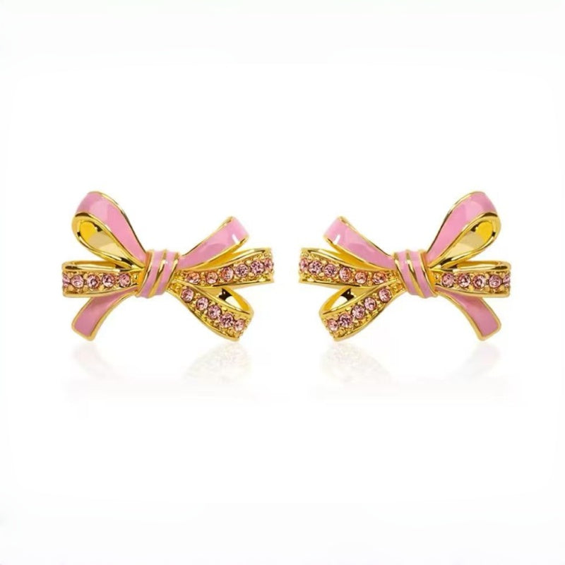 Bow‑knot Necklace Bracelet Ring Earrings Jewelry Set - Sweet Feminine Style