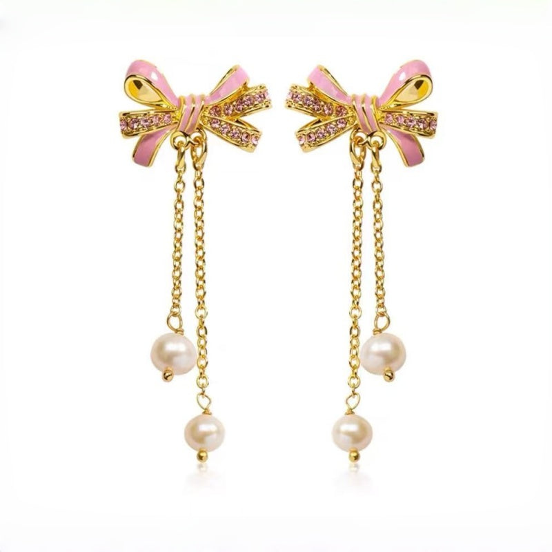 Bow‑knot Necklace Bracelet Ring Earrings Jewelry Set - Sweet Feminine Style