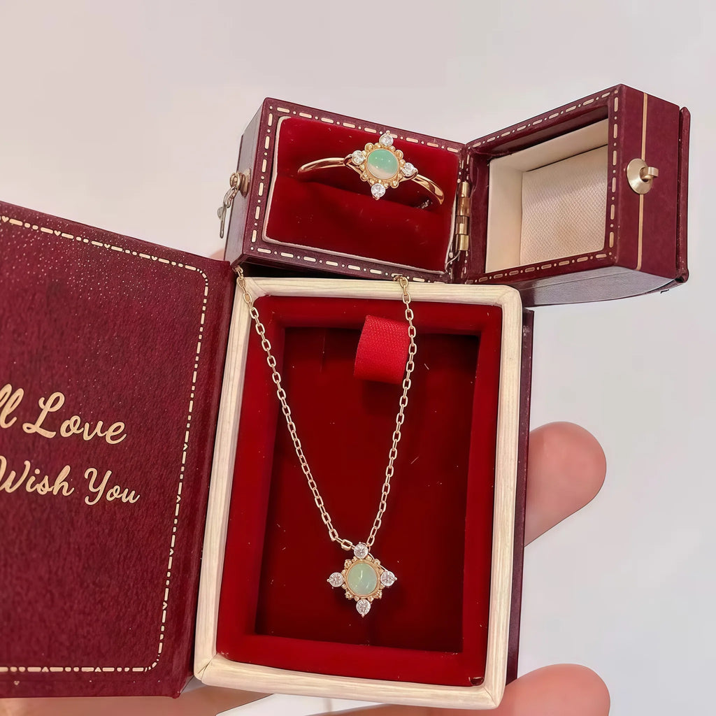 Boho Vintage Blue Opal Two‑Piece Set - Hope & Luck