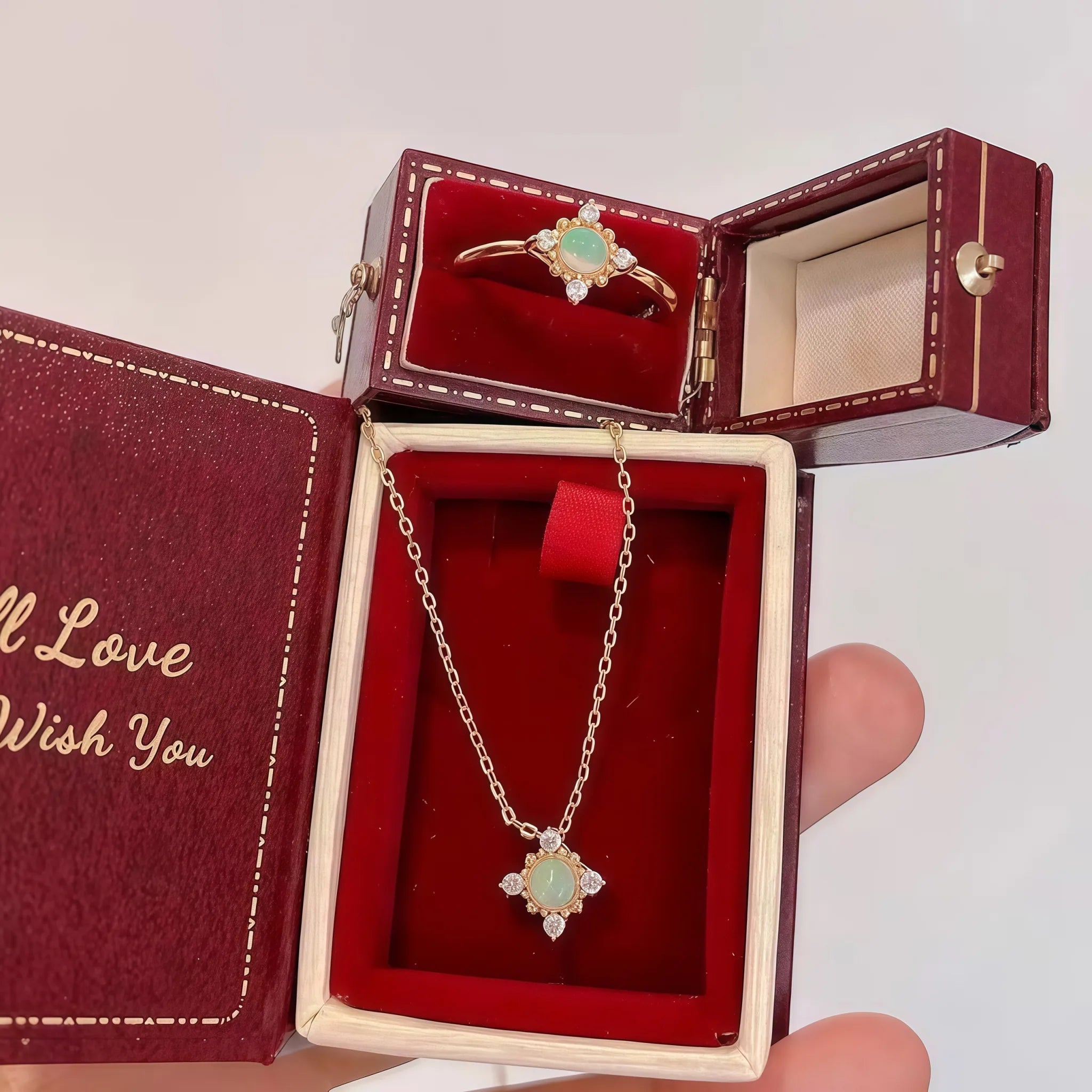 Boho Vintage Blue Opal Two‑Piece Set - Hope & Luck